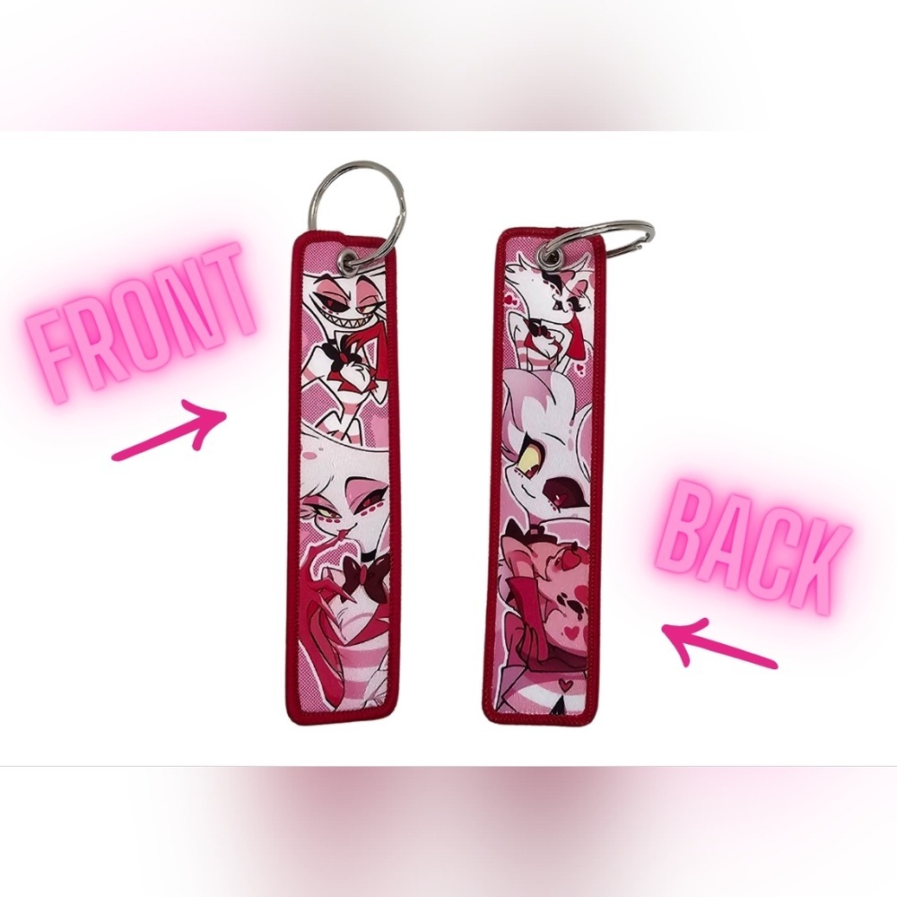 Hazbin Hotel Angel Dust Keychain Double Sided Soft Keychain Angel w/ Fat Nuggets